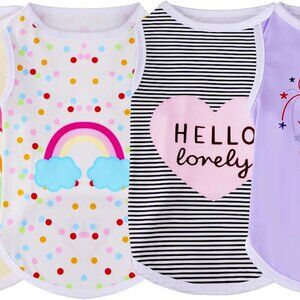 4pcs Dog Shirts Sleeveless Printed Pet Vest for Chiuahaha Small Dogs Kitten Spri